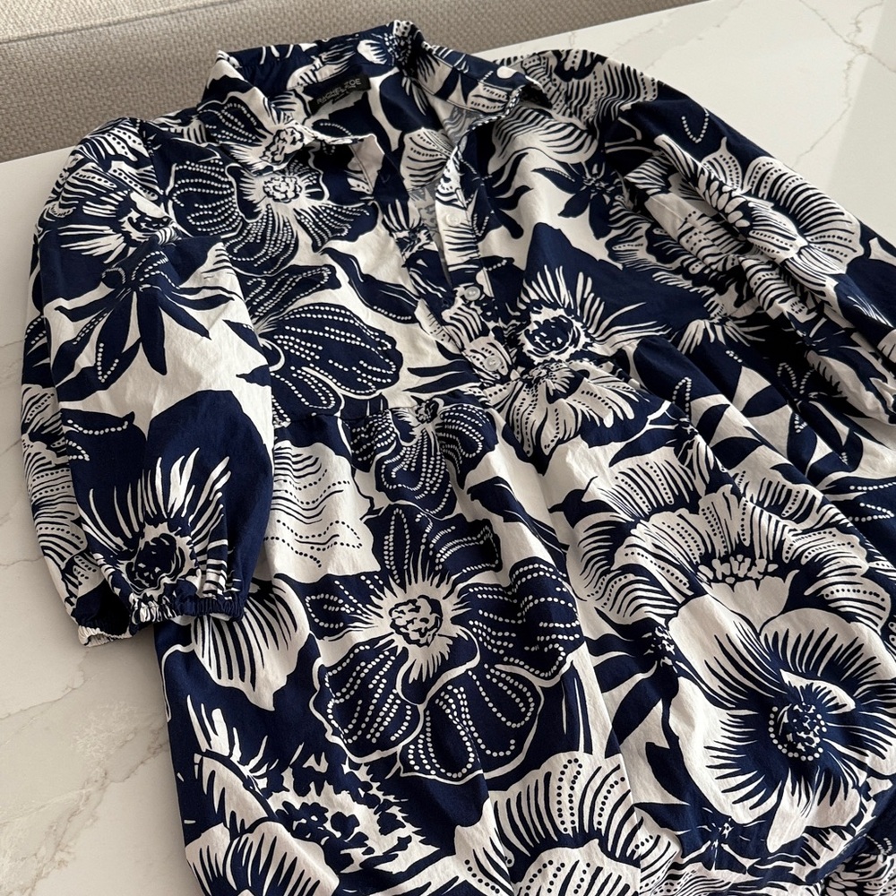 Floral Navy and White Maxi Dress